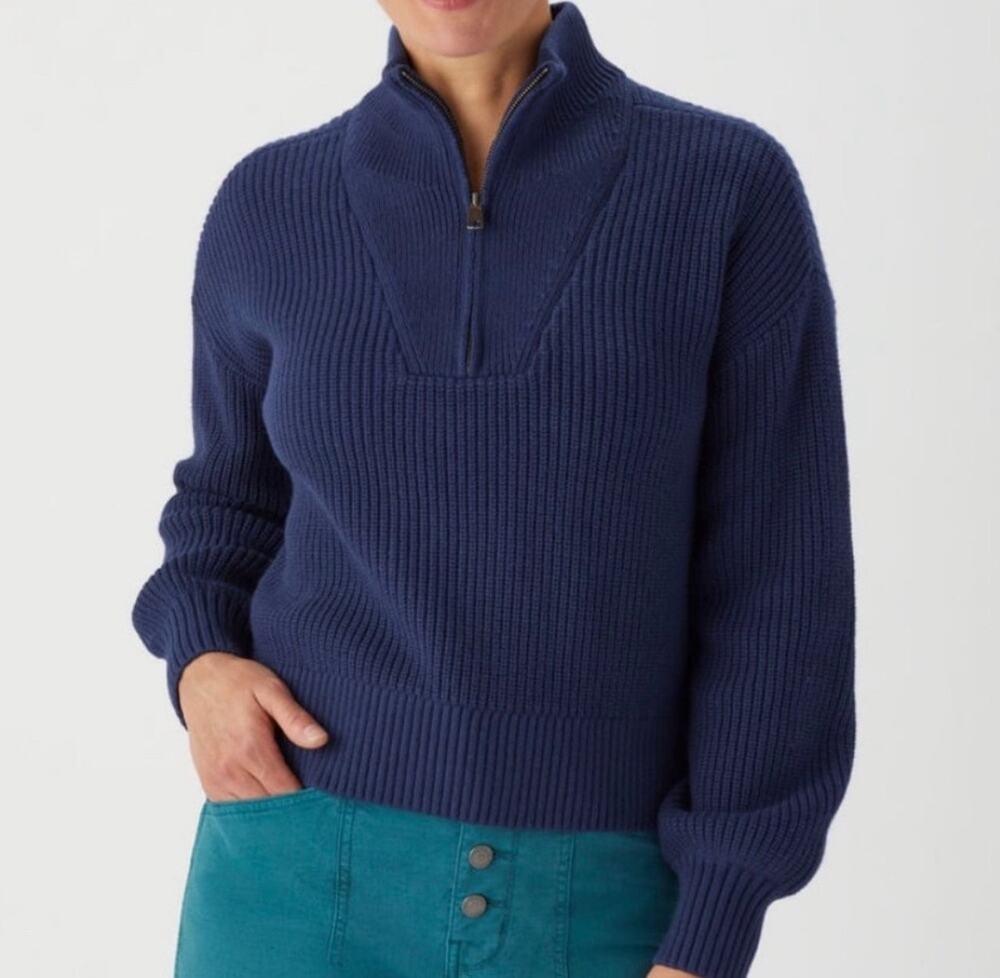 Duluth Trading Women’s Brigadier 1/4 Zip Pullover Sweate Navy Blue Sz XL New